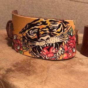 Ed Hardy genuine leather Cuff bracelet.